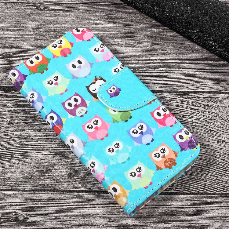 Patterned PU Leather Card Slots Case for Huawei P10 Lite - Adorable Owls-3