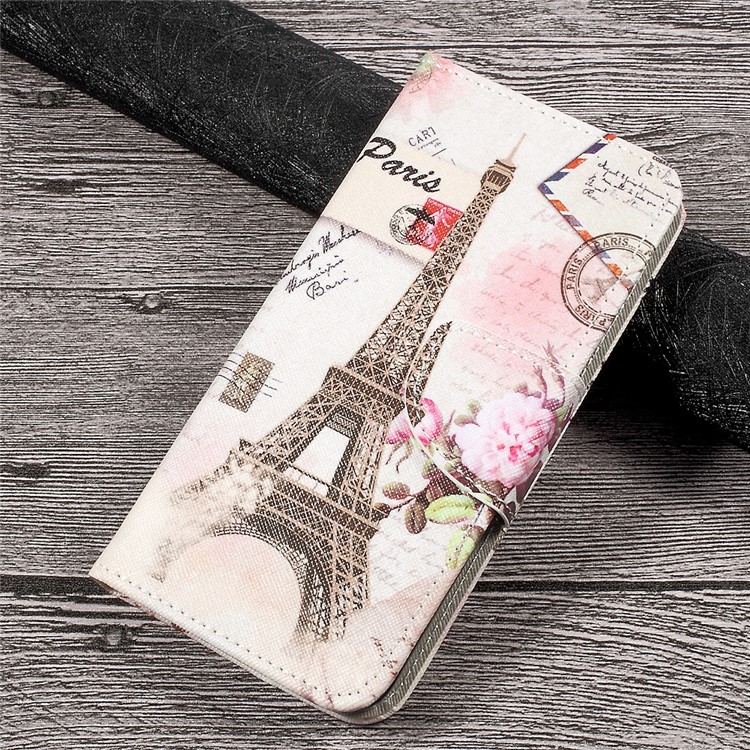 Printing Pattern Leather Wallet Mobile Cover for Huawei P10 Lite - Postcard Style Eiffel Tower-1