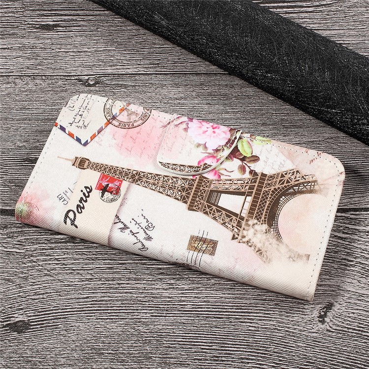 Printing Pattern Leather Wallet Mobile Cover for Huawei P10 Lite - Postcard Style Eiffel Tower-3