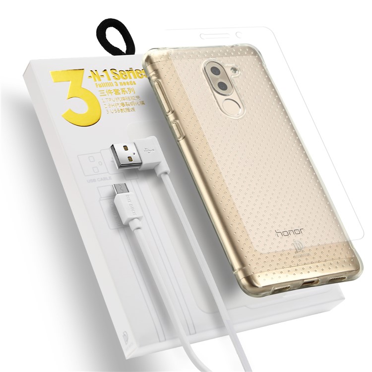 DUX DUCIS Skin Pro 3-in-1 Series for Huawei Honor 6X (2016) Clear TPU Case + Tempered Glass Screen Protector + Micro USB Charging Cable-1