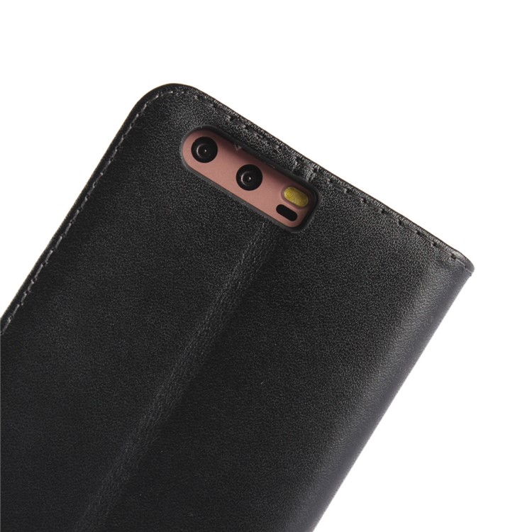 Genuine Split Leather Wallet Magnetic Flip Case for Huawei P10 - Black-10