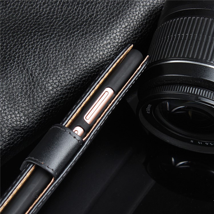 Genuine Split Leather Wallet Magnetic Flip Case for Huawei P10 - Black-21
