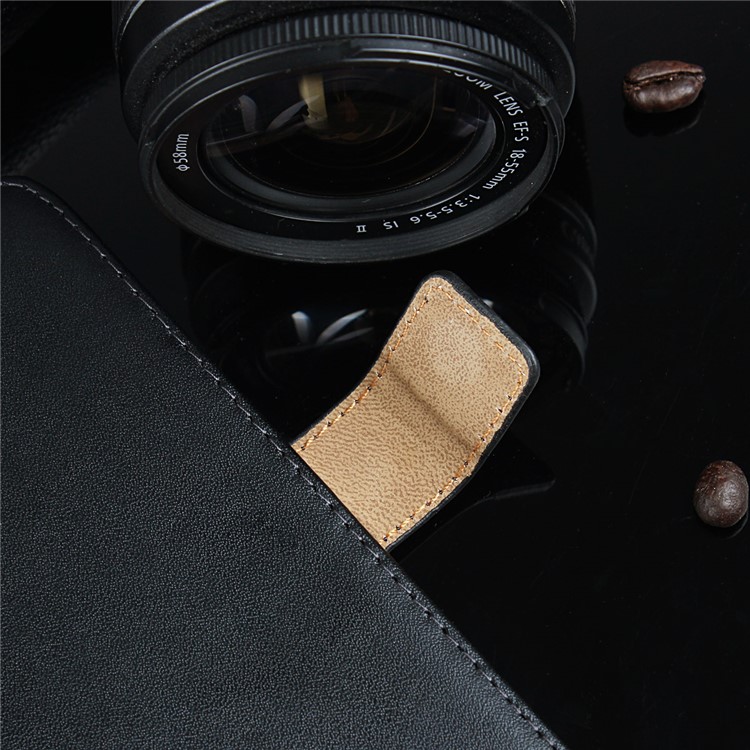 Genuine Split Leather Wallet Magnetic Flip Case for Huawei P10 - Black-22