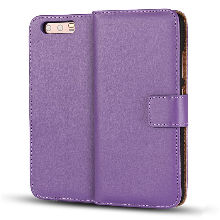 Genuine Split Leather Card Slots Phone Shell for Huawei P10 - Purple-1