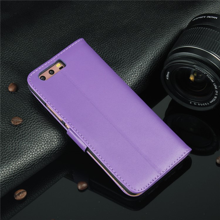 Genuine Split Leather Card Slots Phone Shell for Huawei P10 - Purple-6