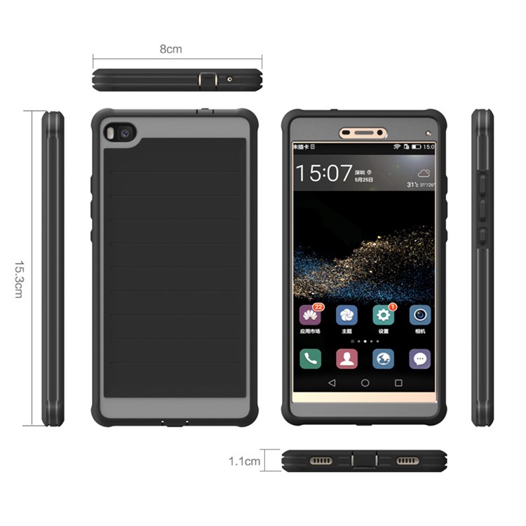 BOW 360 Degree Wrapped Drop-proof Silicone Case for Huawei Ascend P8 - Black-6