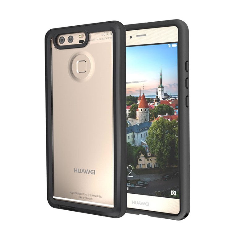 Shock-resistant TPU Edges Clear Acrylic Back Phone Case for Huawei P9 - Black-1