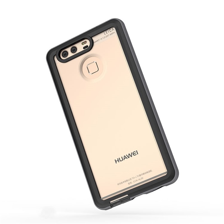 Shock-resistant TPU Edges Clear Acrylic Back Phone Case for Huawei P9 - Black-3