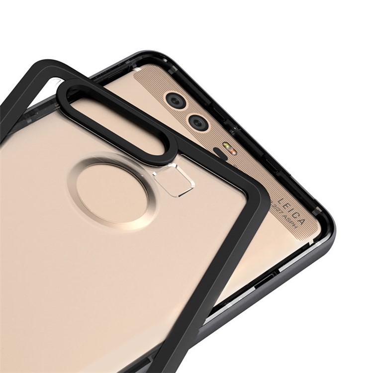 Shock-resistant TPU Edges Clear Acrylic Back Phone Case for Huawei P9 - Black-6