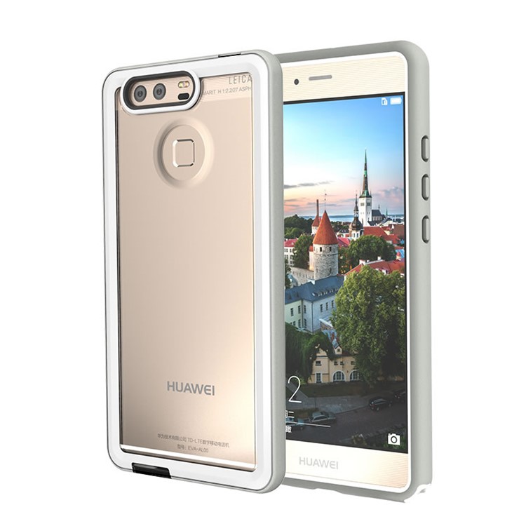 Shock-resistant TPU Edges Clear Acrylic Back Shell Case for Huawei P9 - White-1