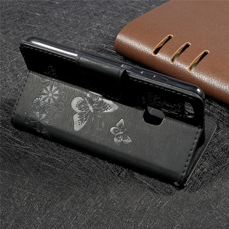 Imprinted Butterfly Flowers Leather Stand Wallet Case for Huawei P10 Lite - Black-3