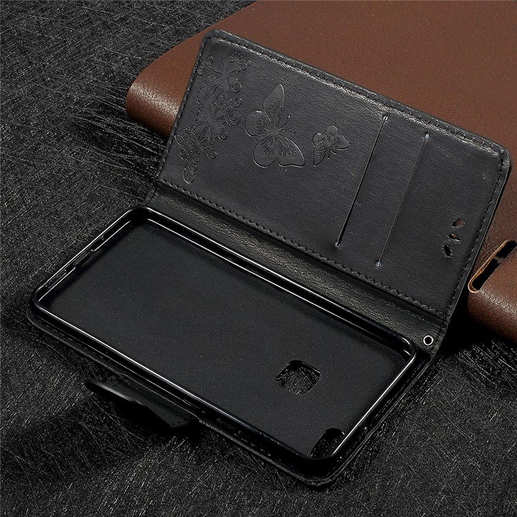 Imprinted Butterfly Flowers Leather Stand Wallet Case for Huawei P10 Lite - Black-8
