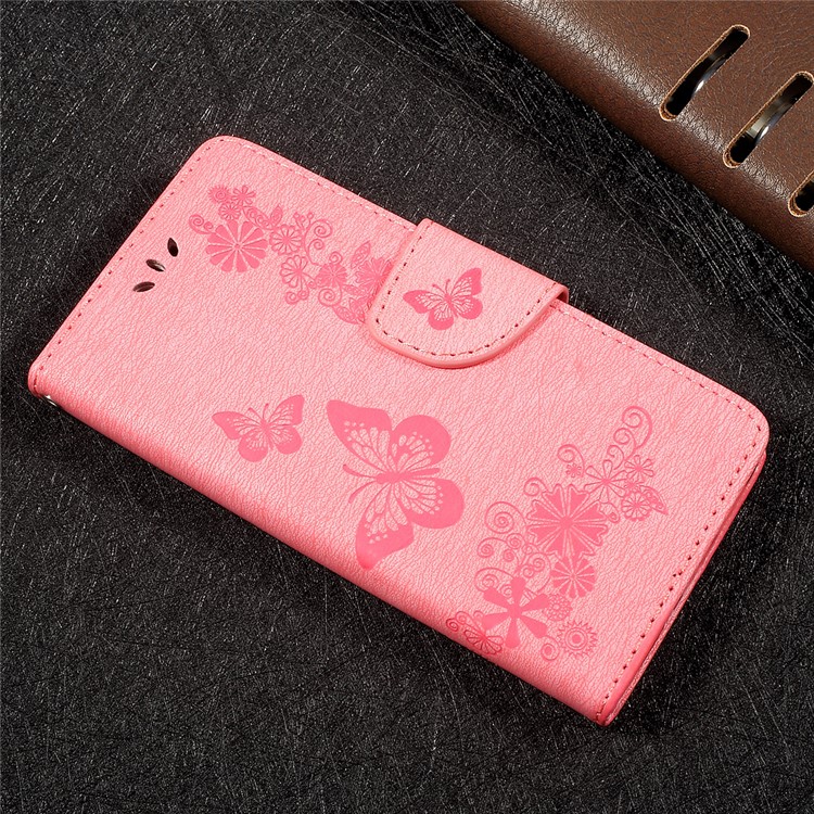 Imprinted Butterfly Flowers Flip Stand Leather Wallet Cover for Huawei P10 Lite - Pink-3