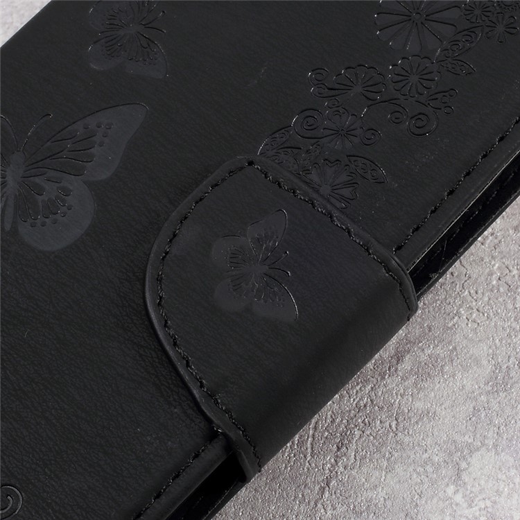 Imprinted Butterfly Flower Leather Wallet Stand Case for Huawei P10 - Black-9