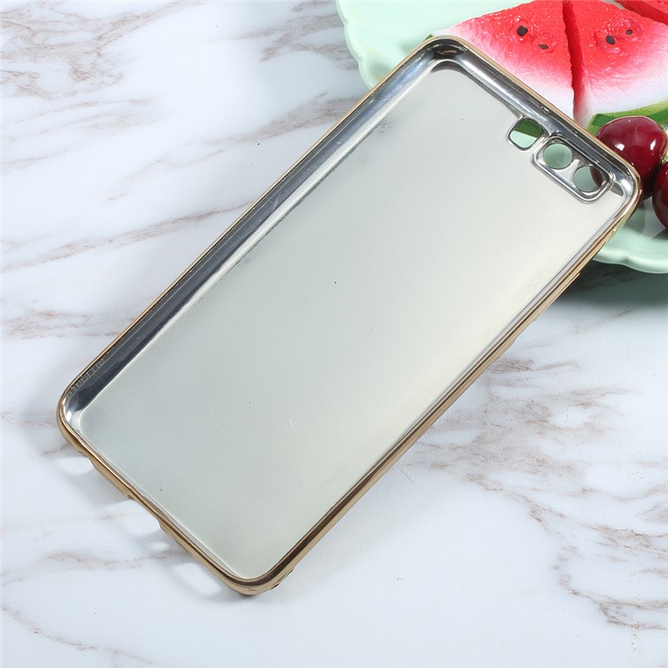 Lychee Grain Leather Coated Plating TPU Phone Case for Huawei P10 Plus - Black-4