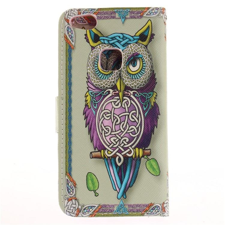 Patterned Wallet Leather Mobile Case Stand for Huawei P10 Lite - Tiger with Green Eye-3