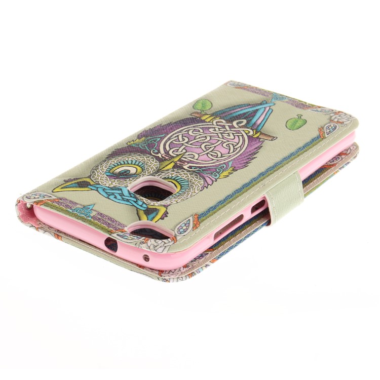 Patterned Wallet Leather Mobile Case Stand for Huawei P10 Lite - Tiger with Green Eye-5