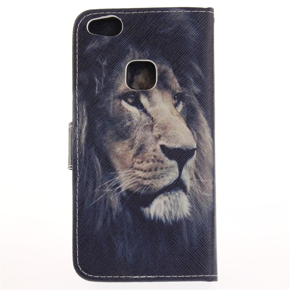 For Huawei P10 Lite Patterned Leather Wallet Stand Case Mobile Accessory - Lion-3