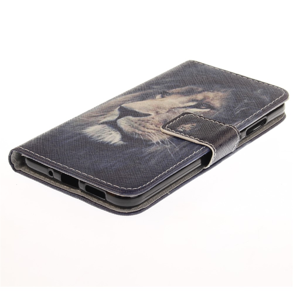 For Huawei P10 Lite Patterned Leather Wallet Stand Case Mobile Accessory - Lion-4