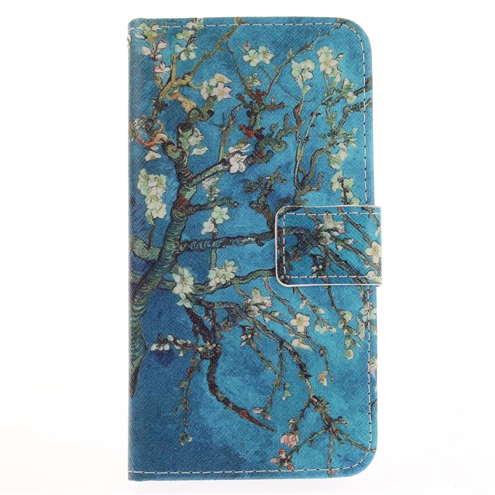 Patterned PU Leather Case with Wallet Slots for Huawei P10 Lite - Almond Tree in Blossom-2