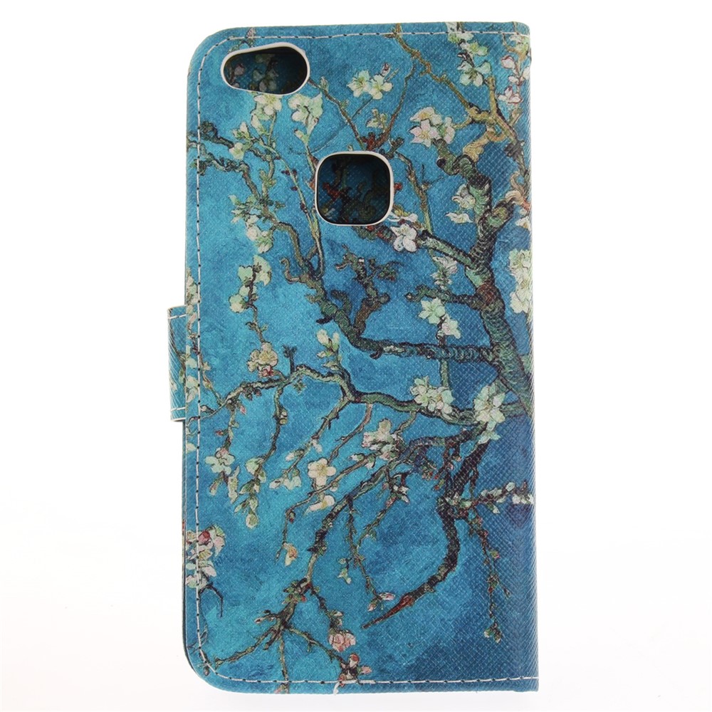 Patterned PU Leather Case with Wallet Slots for Huawei P10 Lite - Almond Tree in Blossom-3