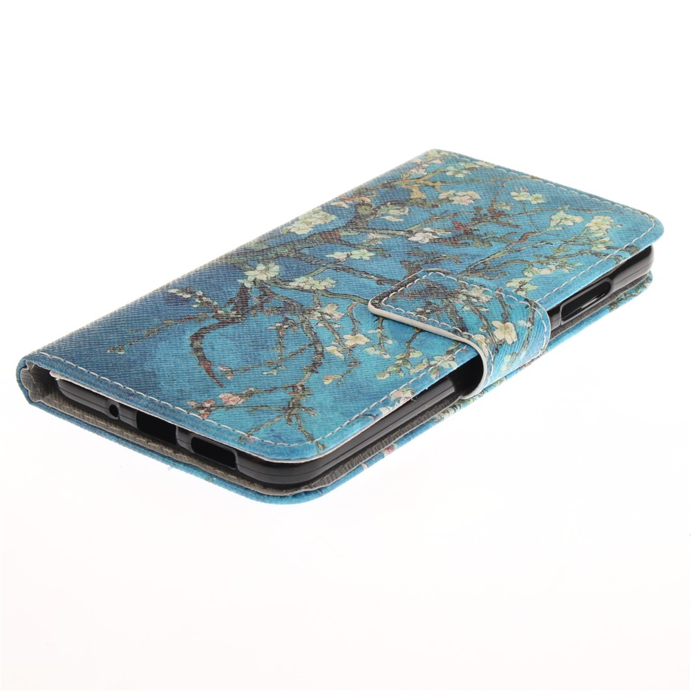 Patterned PU Leather Case with Wallet Slots for Huawei P10 Lite - Almond Tree in Blossom-4