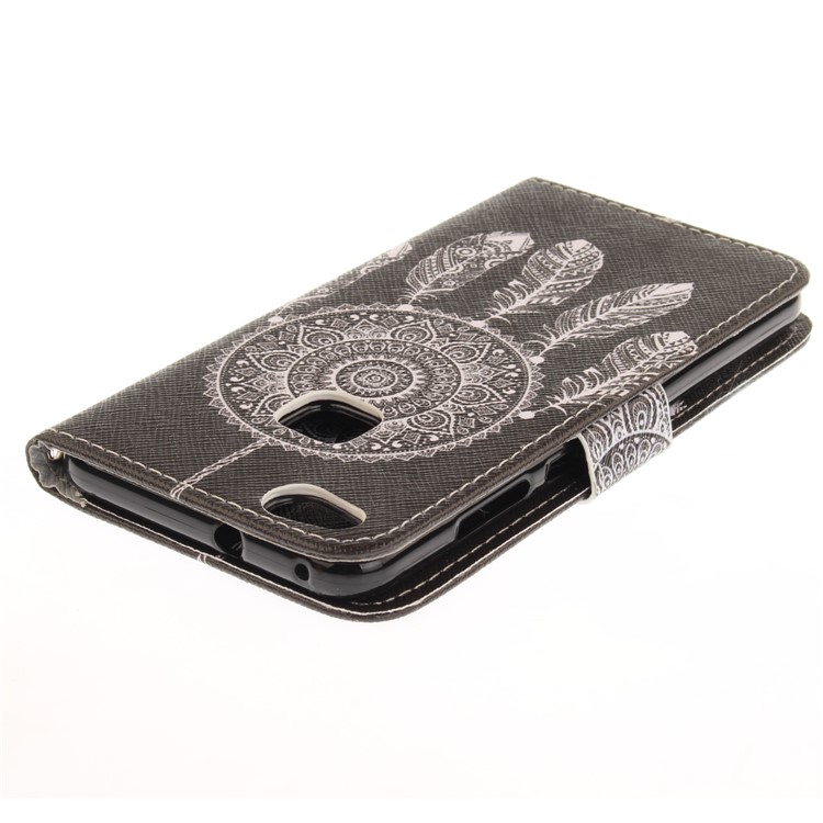Patterned Leather Wallet Mobile Phone Cover for Huawei P10 Lite - Tribal Dreamcatcher-5