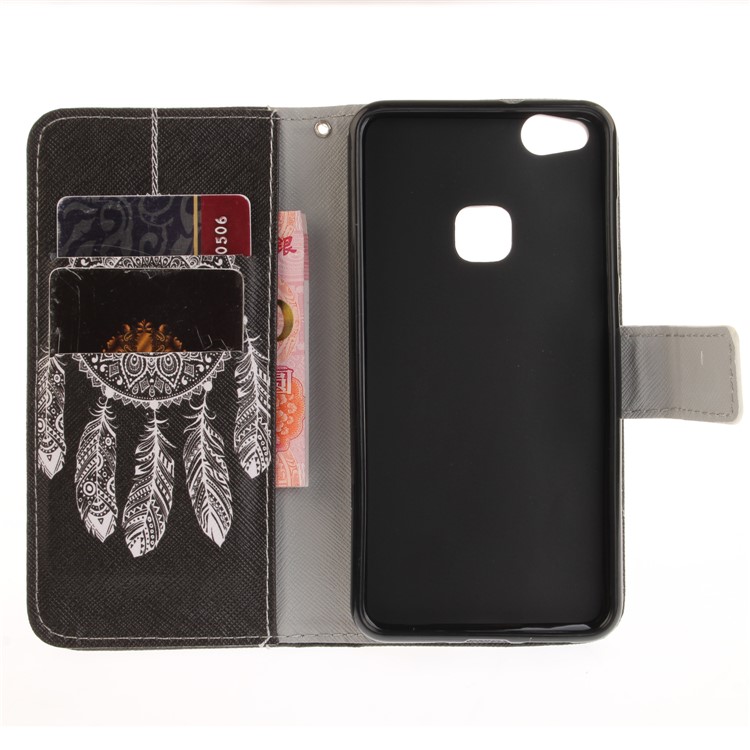 Patterned Leather Wallet Mobile Phone Cover for Huawei P10 Lite - Tribal Dreamcatcher-9