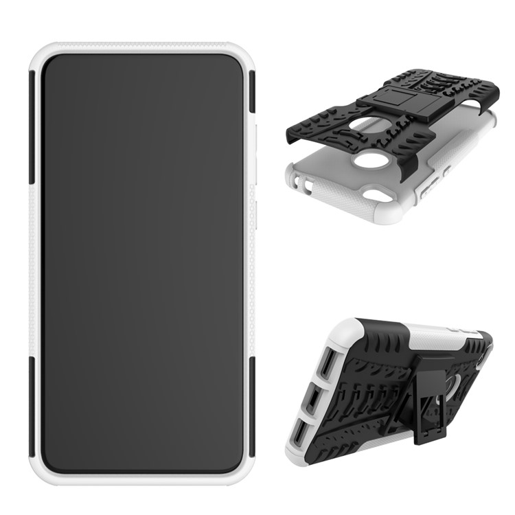 For Huawei P8 Lite (2017) / Honor 8 Lite Kickstand PC TPU Hybrid Case Cover Cool Tyre Pattern - White-2