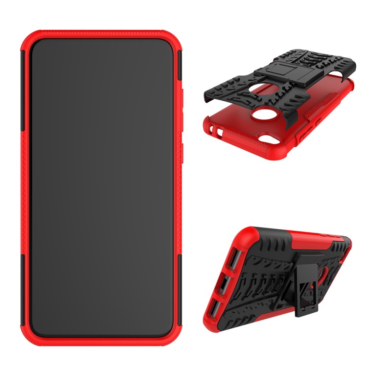Cool Tyre Pattern Kickstand PC TPU Hybrid Protective Shell for Huawei P8 Lite (2017) / Honor 8 Lite - Red-2