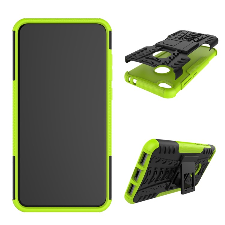 For Huawei P8 Lite (2017) / Honor 8 Lite Kickstand Hybrid PC+TPU Case Cover Cool Tyre Pattern - Green-2