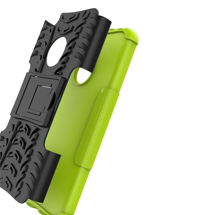 For Huawei P8 Lite (2017) / Honor 8 Lite Kickstand Hybrid PC+TPU Case Cover Cool Tyre Pattern - Green-3
