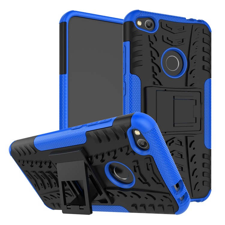 Padrão De Pneu Fresco Kickstand Pc Tpu Híbrido Casca Móvel Para Huawei P8 Lite (2017) / Honor 8 Lite - Azul