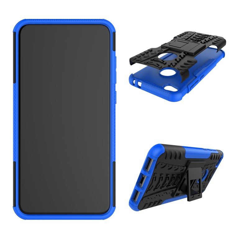 Cool Reifenmuster Kickstand PC TPU Hybrid Mobile Shell Für Huawei P8 Lite (2017) / Ehre 8 Lite. - Blau