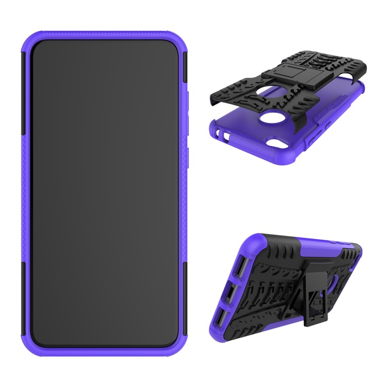Kickstand PC TPU Hybrid Back Cover Cool Tyre Pattern for Huawei P8 Lite (2017) / Honor 8 Lite - Purple-2