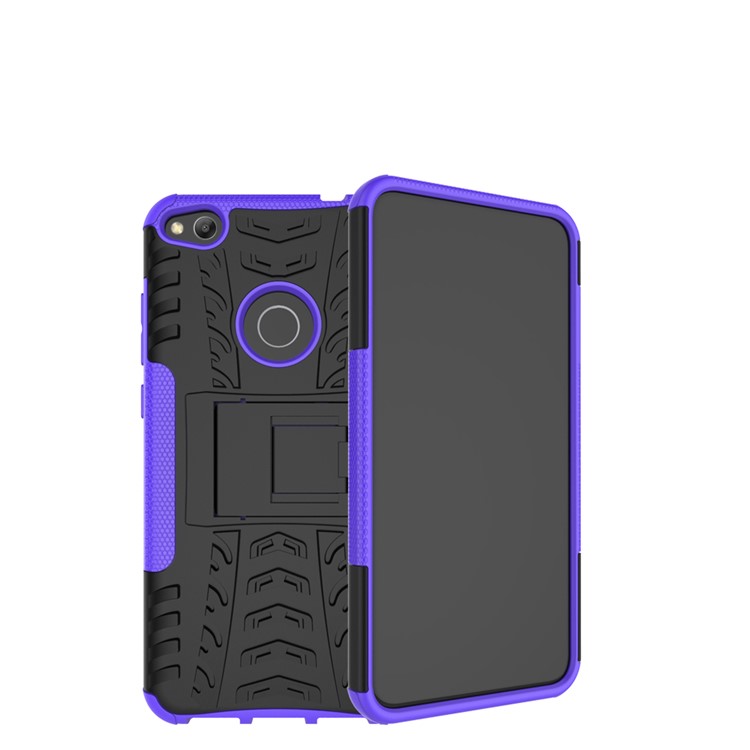 Kickstand PC TPU Hybrid Back Cover Cool Tyre Pattern for Huawei P8 Lite (2017) / Honor 8 Lite - Purple-3