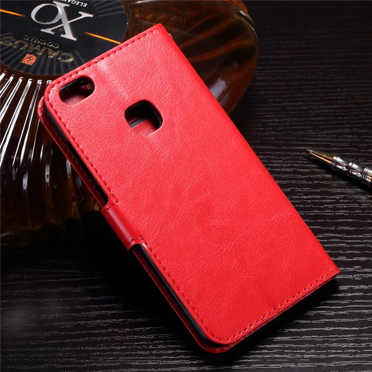 Crazy Horse Leather Magnetic Wallet Phone Cover for Huawei P10 Lite - Red-2