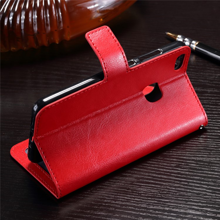 Crazy Horse Leather Magnetic Wallet Phone Cover for Huawei P10 Lite - Red-3