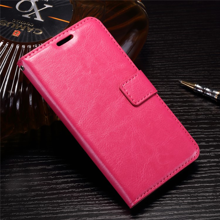 Crazy Horse Wallet Stand Leather Cell Phone Cover for Huawei P10 Lite - Rose-1