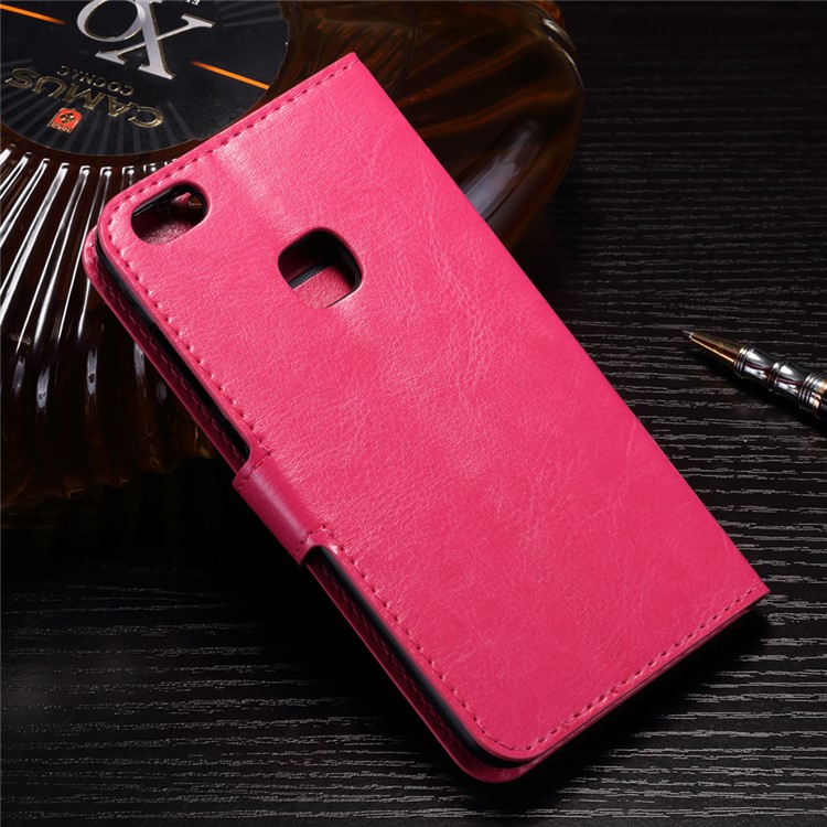 Crazy Horse Wallet Stand Leather Cell Phone Cover for Huawei P10 Lite - Rose-2