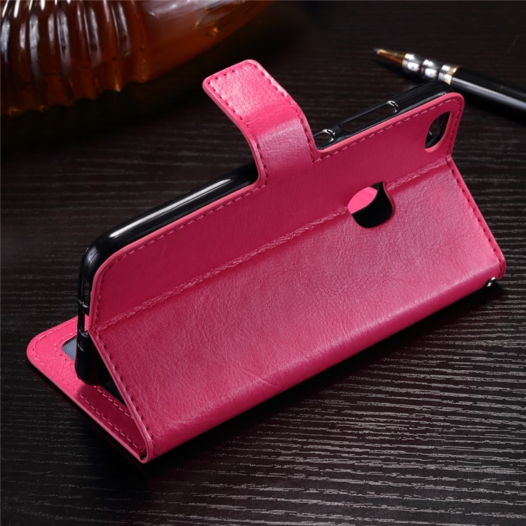Crazy Horse Wallet Stand Leather Cell Phone Cover for Huawei P10 Lite - Rose-3