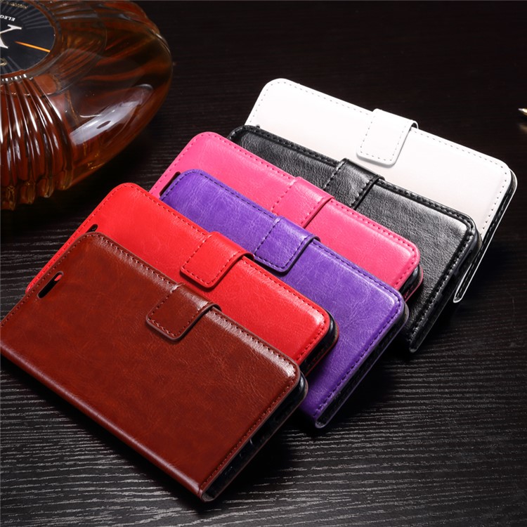 Crazy Horse Leather Wallet Folio Flip Shell Case for Huawei P10 Lite - Brown-10
