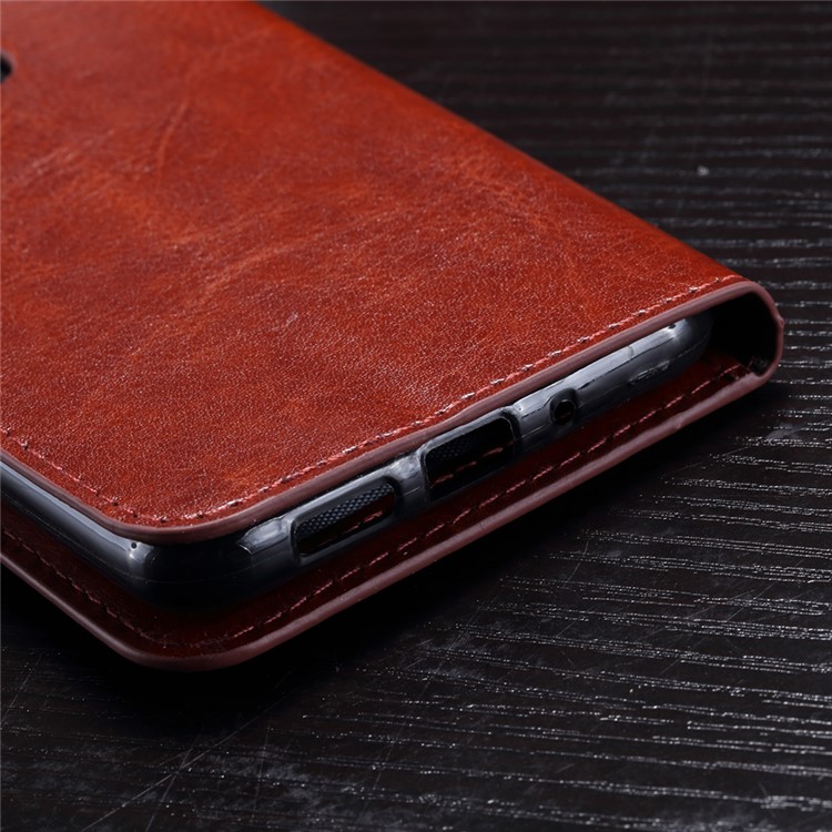 Crazy Horse Leather Wallet Folio Flip Shell Case for Huawei P10 Lite - Brown-5