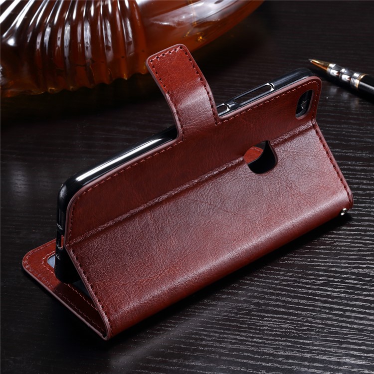Crazy Horse Leather Wallet Folio Flip Shell Case for Huawei P10 Lite - Brown-8