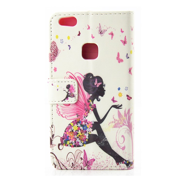 Pattern Printing Rhinestones Leather Wallet Stand Case for Huawei P10 Lite - Butterfly Fairy-2