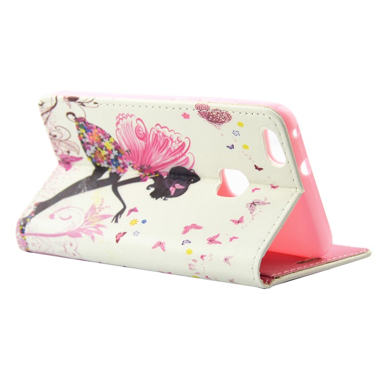 Pattern Printing Rhinestones Leather Wallet Stand Case for Huawei P10 Lite - Butterfly Fairy-7