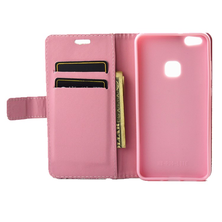Pattern Printing Rhinestones Leather Wallet Stand Case for Huawei P10 Lite - Butterfly Fairy-8