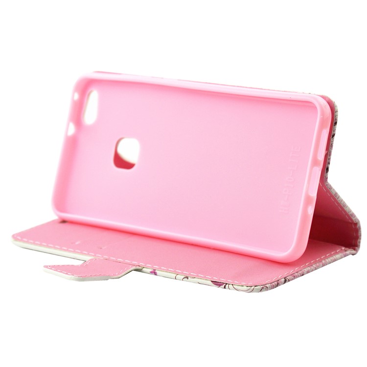 Rhinestones Patterned Leather Stand Smartphone Shell for Huawei P10 Lite - Girl Riding Horse and Butterflies-4