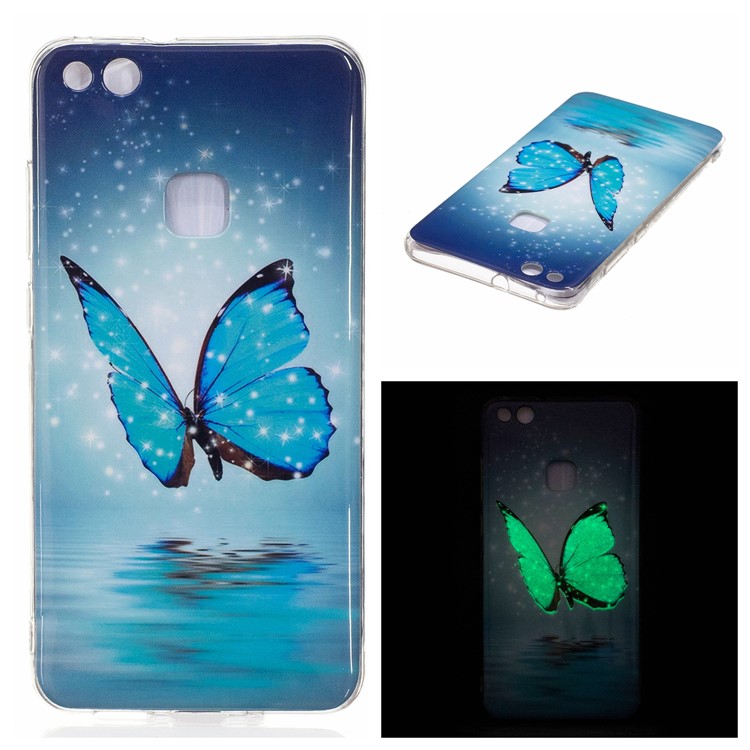 Noctilucent IMD Soft TPU Gel Cover for Huawei P10 Lite - Blue Butterflies-1