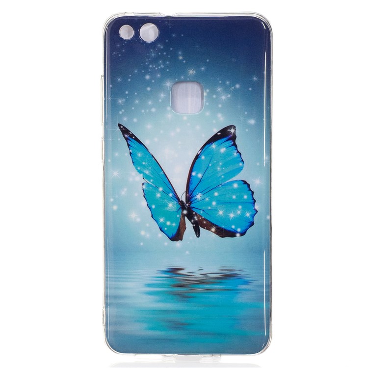 Noctilucent IMD Soft TPU Gel Cover for Huawei P10 Lite - Blue Butterflies-2